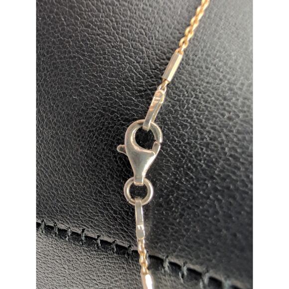 925 Square Bead Fancy Link Chain Necklace Goldtone Sterling Silver - Picture 2 of 5